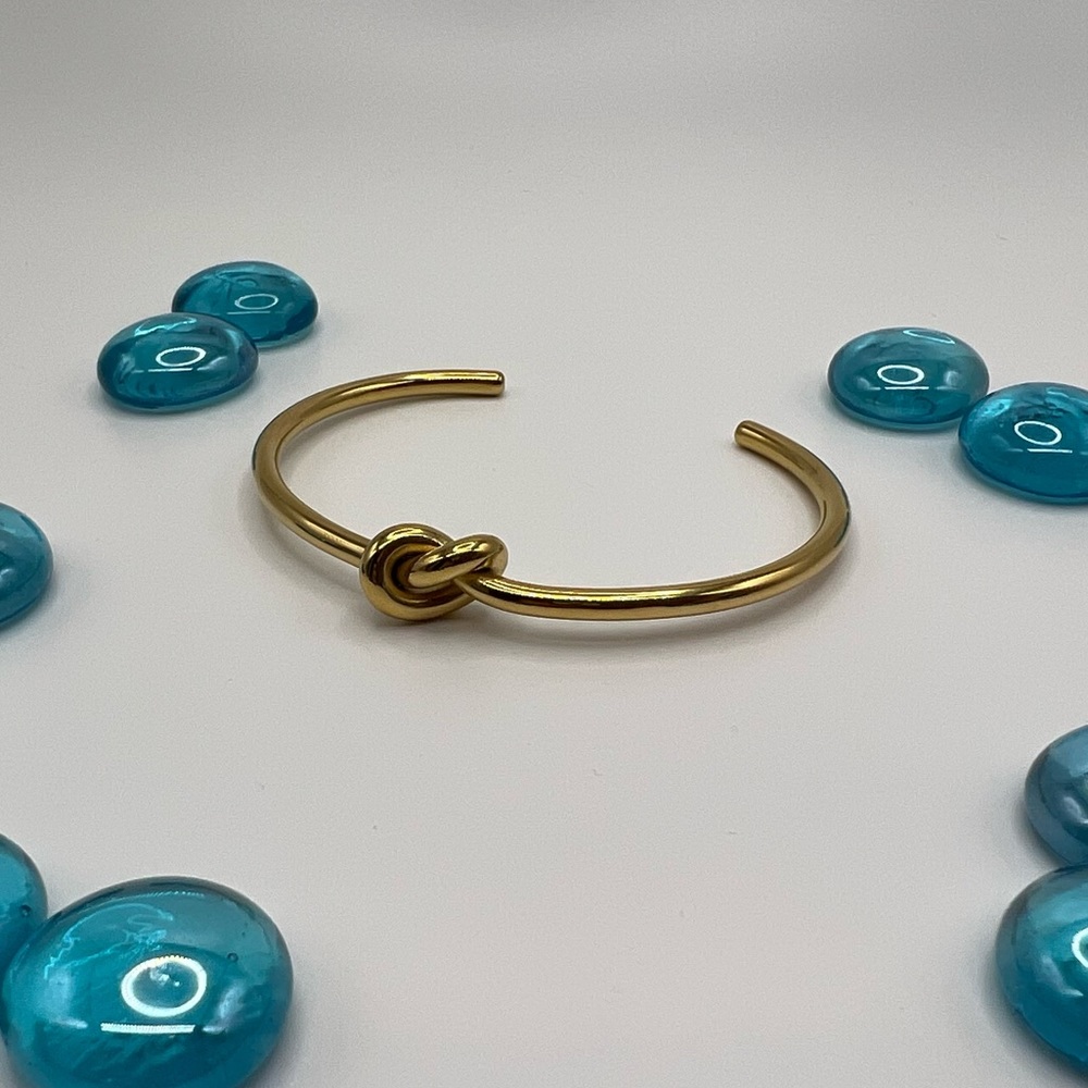 🆕 Knoted Cuff Bangle Bracelet IP 18k Gold Plated Stainless Steel